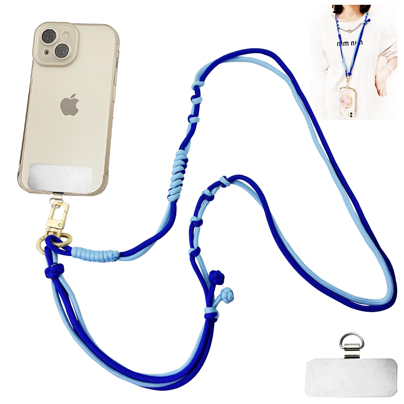 DAOSUN Phone Lanyard Cell Phone Strap Crossbody, Anti Theft Phone Cross Body Strap with Stainless Steel Phone Tether Tab
