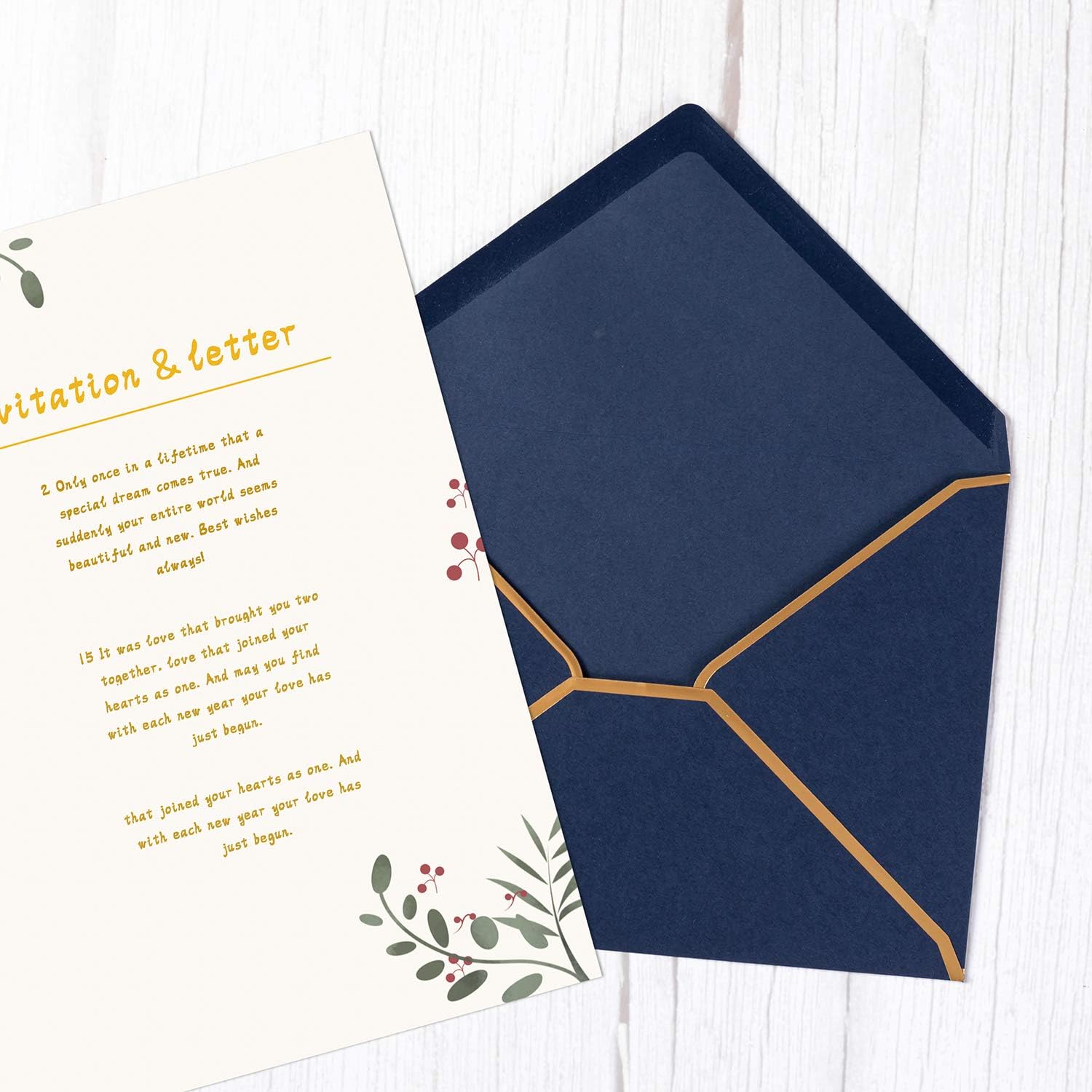 50 Pack A7 Envelopes Navy Blue 5 x 7 Self-Adhesive V Flap Envelopes with Gold Border for Office, Greeting Card, Wedding, Graduation, Baby Shower, Parties, Invitations (Navy Blue, 5x7) - Image 4