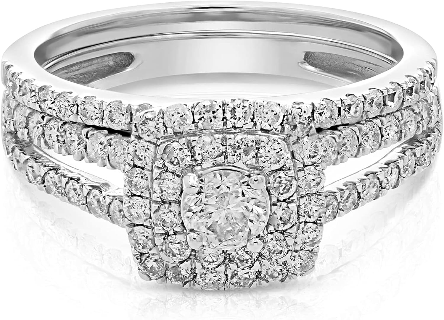 Vir Jewels 1 cttw Diamond Prong Set Wedding Engagement Ring Set 14K White Gold Bridal Style : Vir Jewels: Clothing, Shoes & Jewelry
