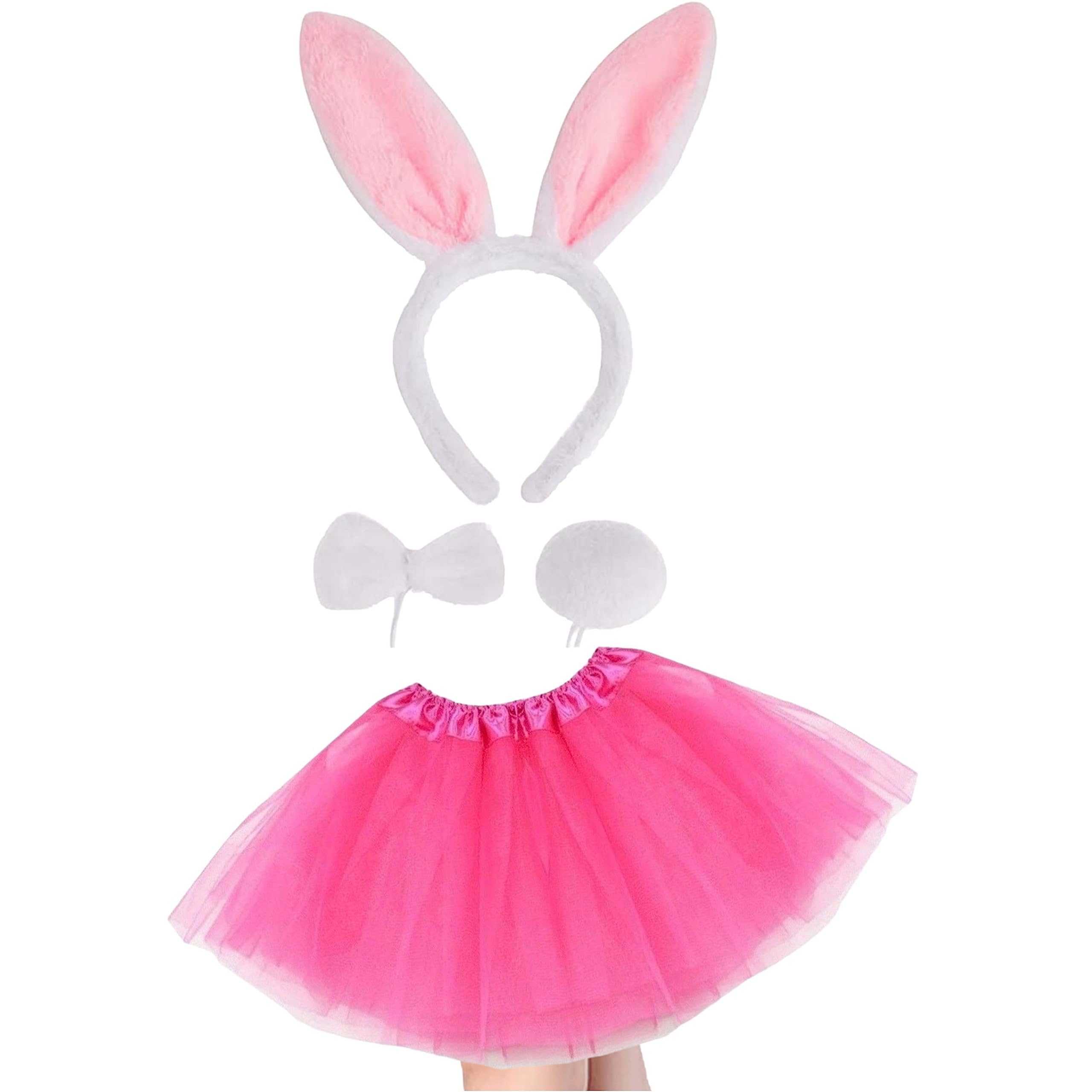 Tutu Costume | Easter Bunny Costume Set Rabbit Ears Tail and Bow Tie | Animal Fancy Costume Bunny for Easter Book Week Christmas (Ladies)