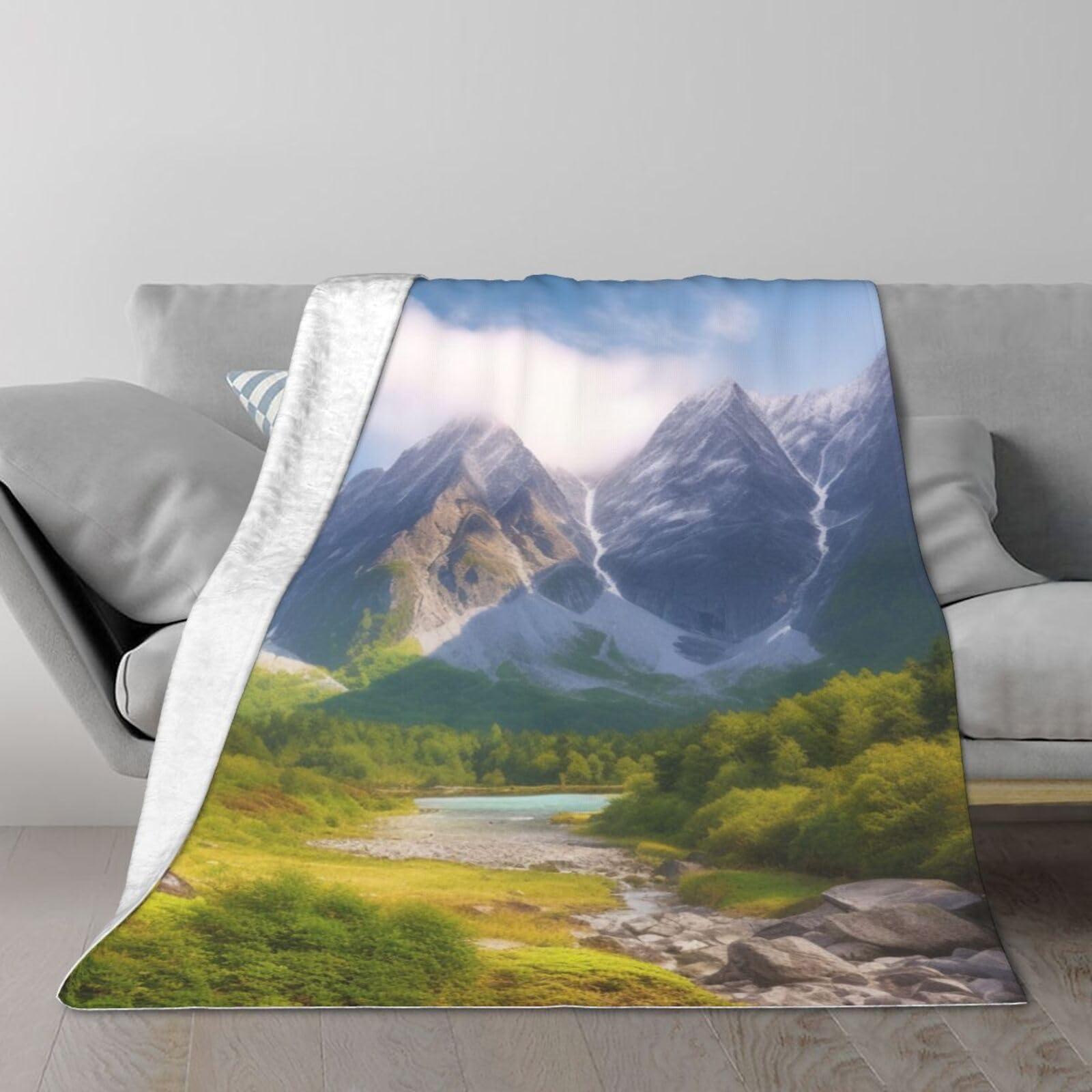 Couverture douce chaude imprimé paysage montagne grand plaid voyage bureau