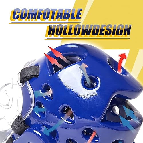 Miniatura 10 de Casco de karate para niños y adultos con protector facial, artes marciales MMA, casco suave de boxeo, equipo de cabeza de combate de taekwondo