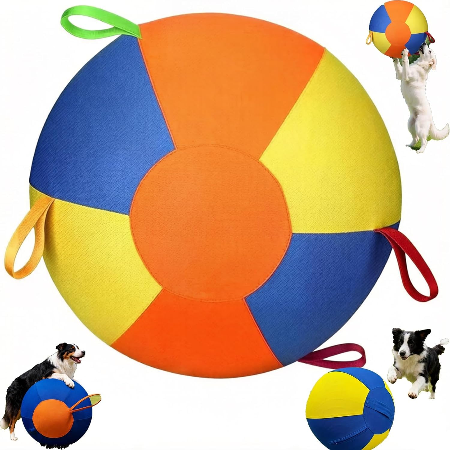 Xyliovora Herding Ball for Dogs, Giant Inflatable Dog Ball with Tear-Resistant Handle Cover & Pump, Durable Calming Toy for Border Collies, Large Breeds Training & Outdoor Exercise (TYPE B 25CM)