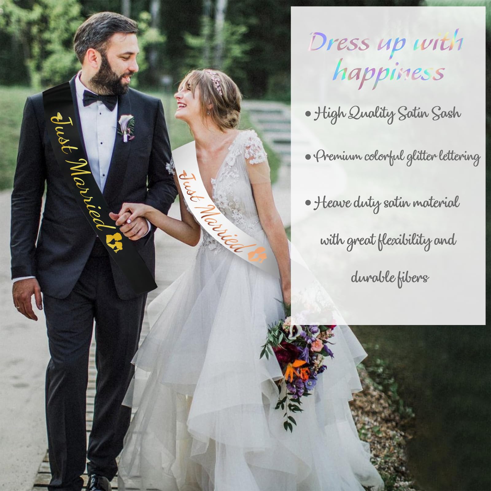 Schärpen-Set „The Bride & The Groom“ – Goldglitzernd Für Junggesellinnenabschied & Hochzeit