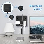 Paquet de 2 Ultra Barre d'alimentation à prise plate, Barres d'énergie avec 4 De larges sorties,6 Flat Plug Extension Cord avec 3 USB Ports(1 USB C Port), station de recharge de bureau, noir