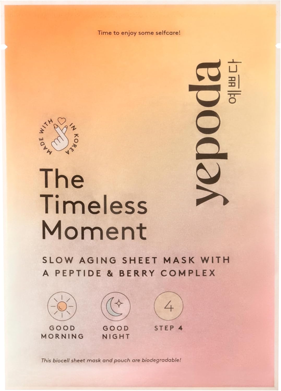Yepoda The Timeless Moment, Slow Aging Peptide Sheet Mask, Hydrating & Replenishing, Vegan Korean Sheet Mask for All Skin Types, 25 ml