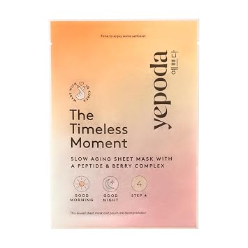 Yepoda The Timeless Moment, Slow Aging Peptide Sheet Mask, Hydrating & Replenishing, Vegan Korean Sheet Mask for All Skin Types, 0.88 OZ. 25g