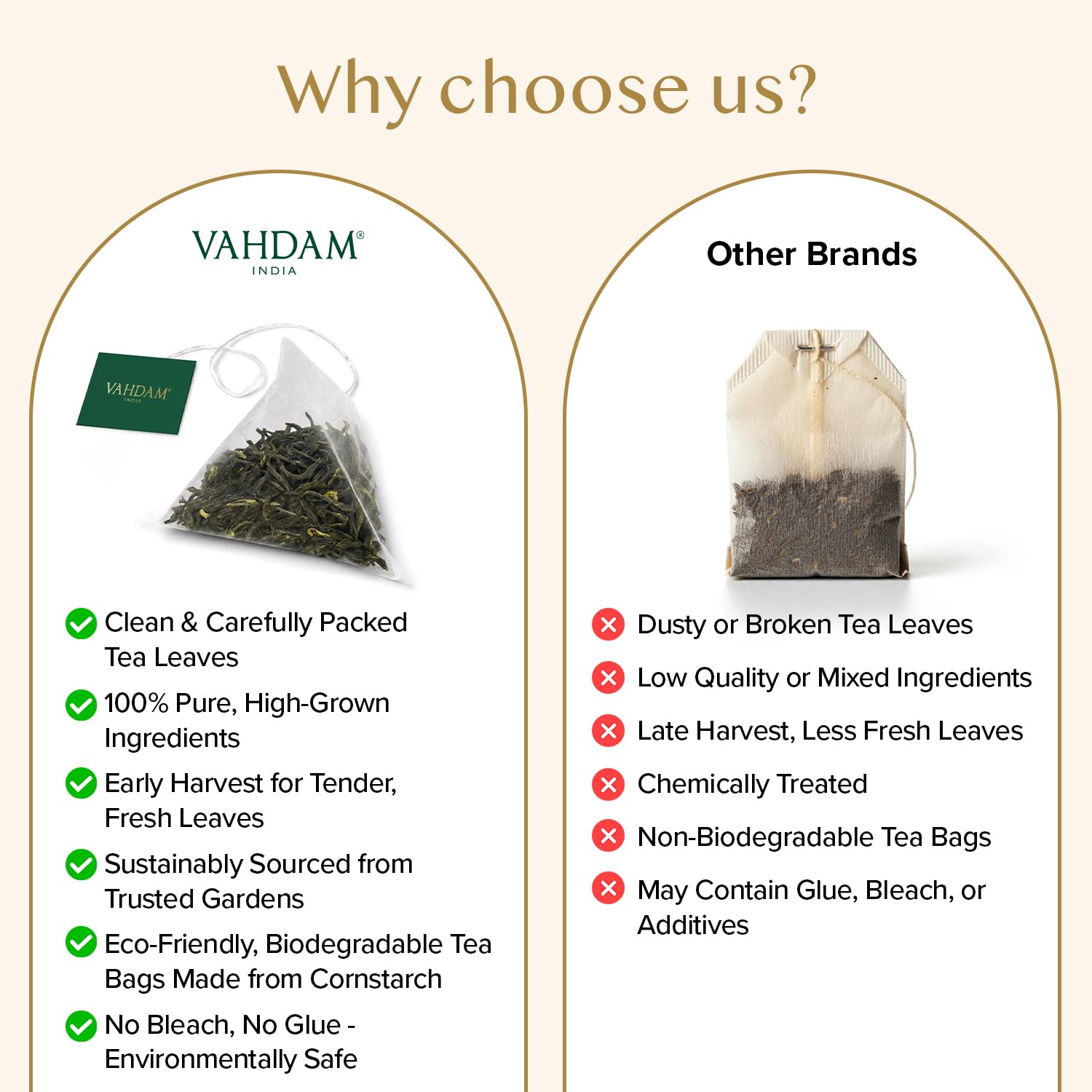 VAHDAM, Himalayan Té Verde (100 Piramidales Bolsitas De Té) 100% Pura Y Natural | Envasado Fresco En La India | Caliente, Frío O Como Kombucha