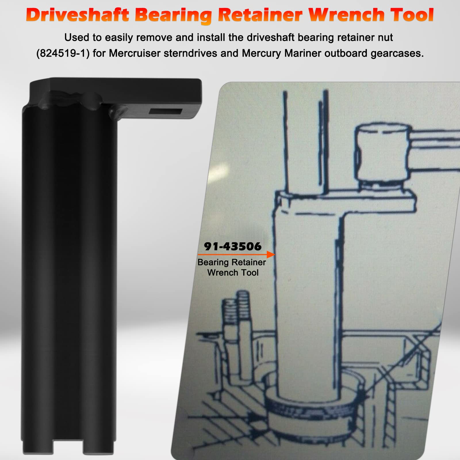 91-43506 Drive Shaft Bearing Retainer Wrench Tool For Mercury