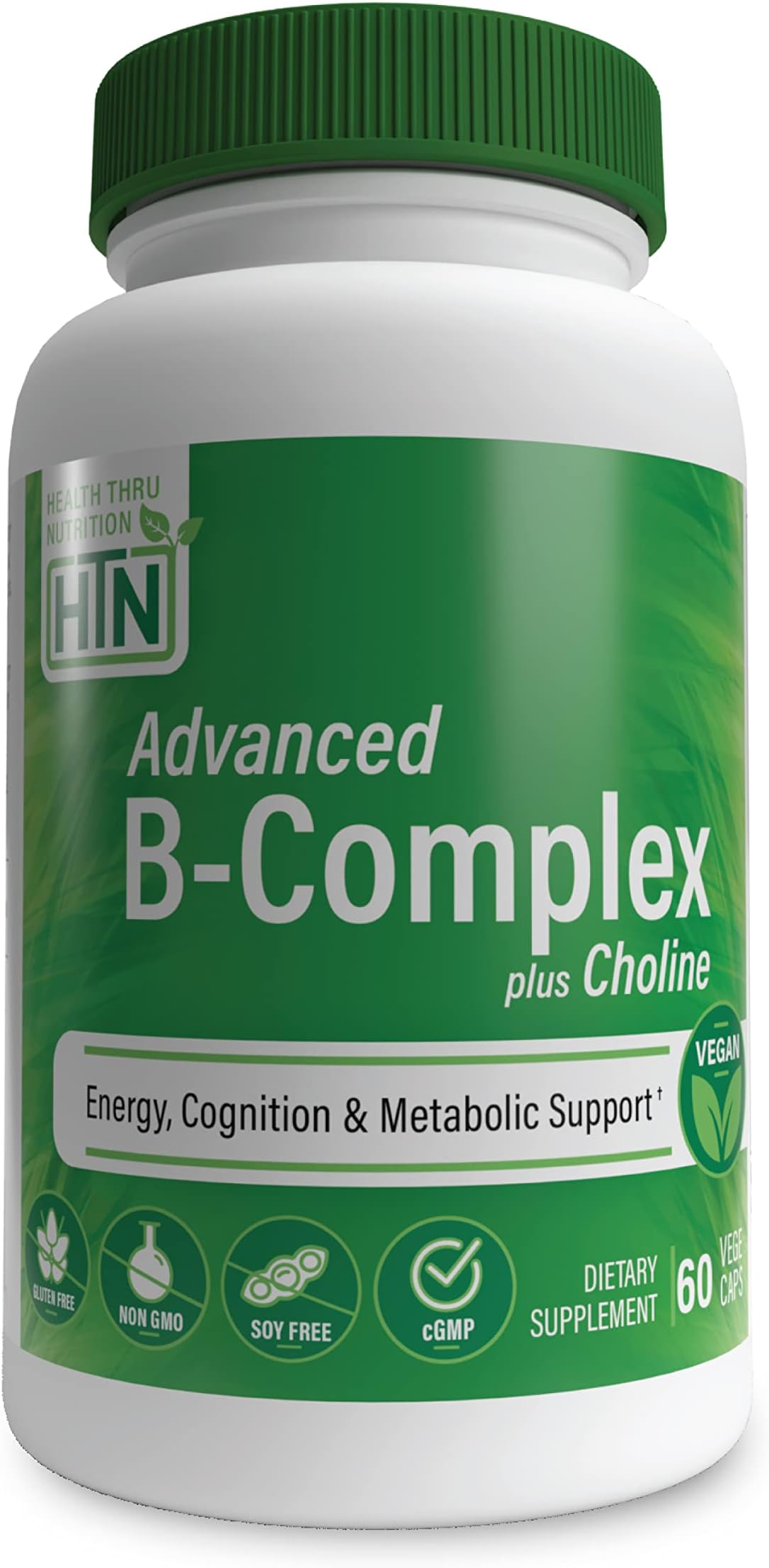 Health Thru NutritionQuantum-B„¢ Complete B-Complex High Potency with 550mg Choline, B1, B2, B3, B6, Folate, B12, Biotin, B5 - Sustained Release, 60 Tablets
