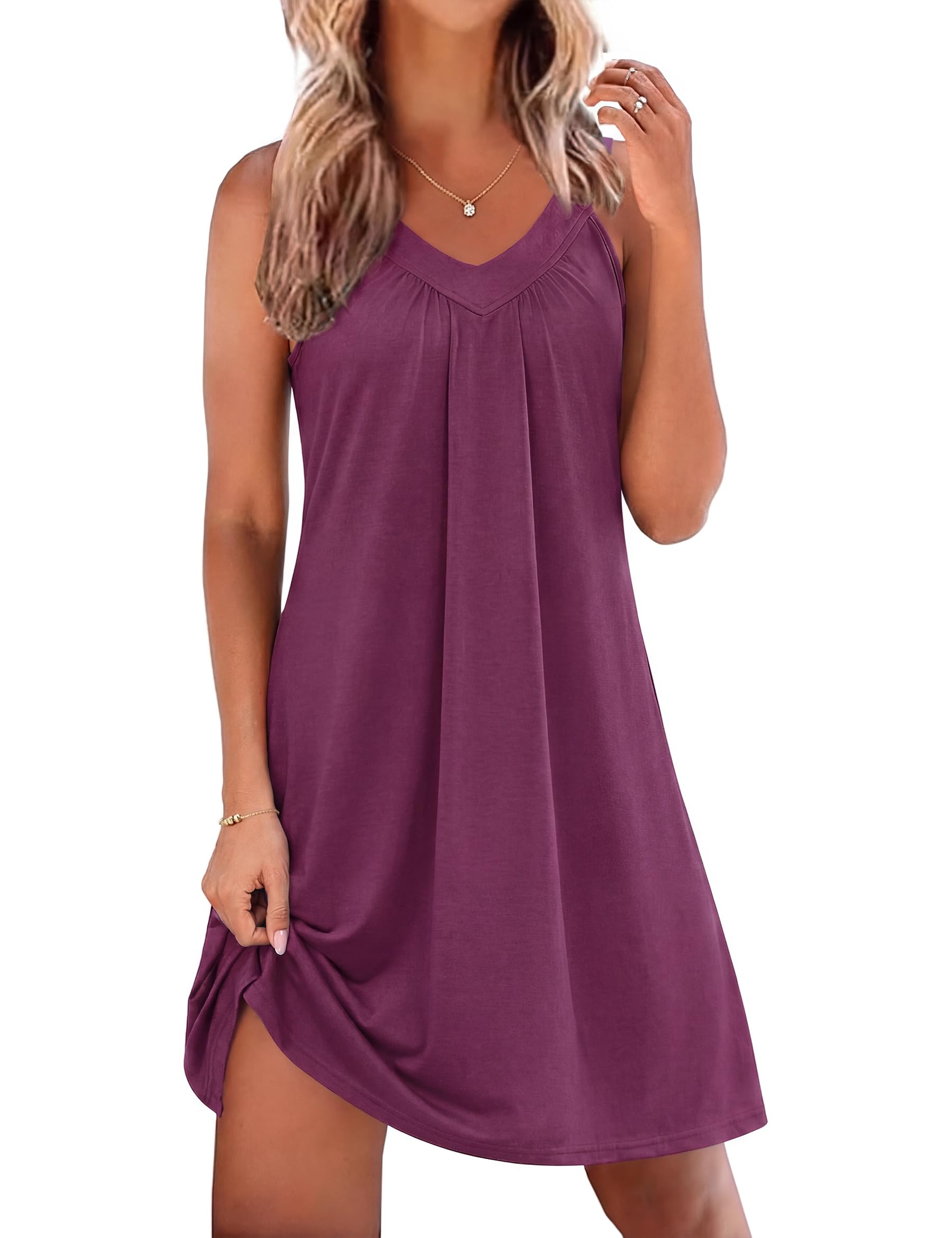 Jahetuul Nachthemd Damen Ärmellos Baumwolle Nachtkleid mit Knopfleiste Schlafshirt Sommer Weich und Bequem Negligee Sexy Freizeitkleid Nachtwäsche für Frauen
