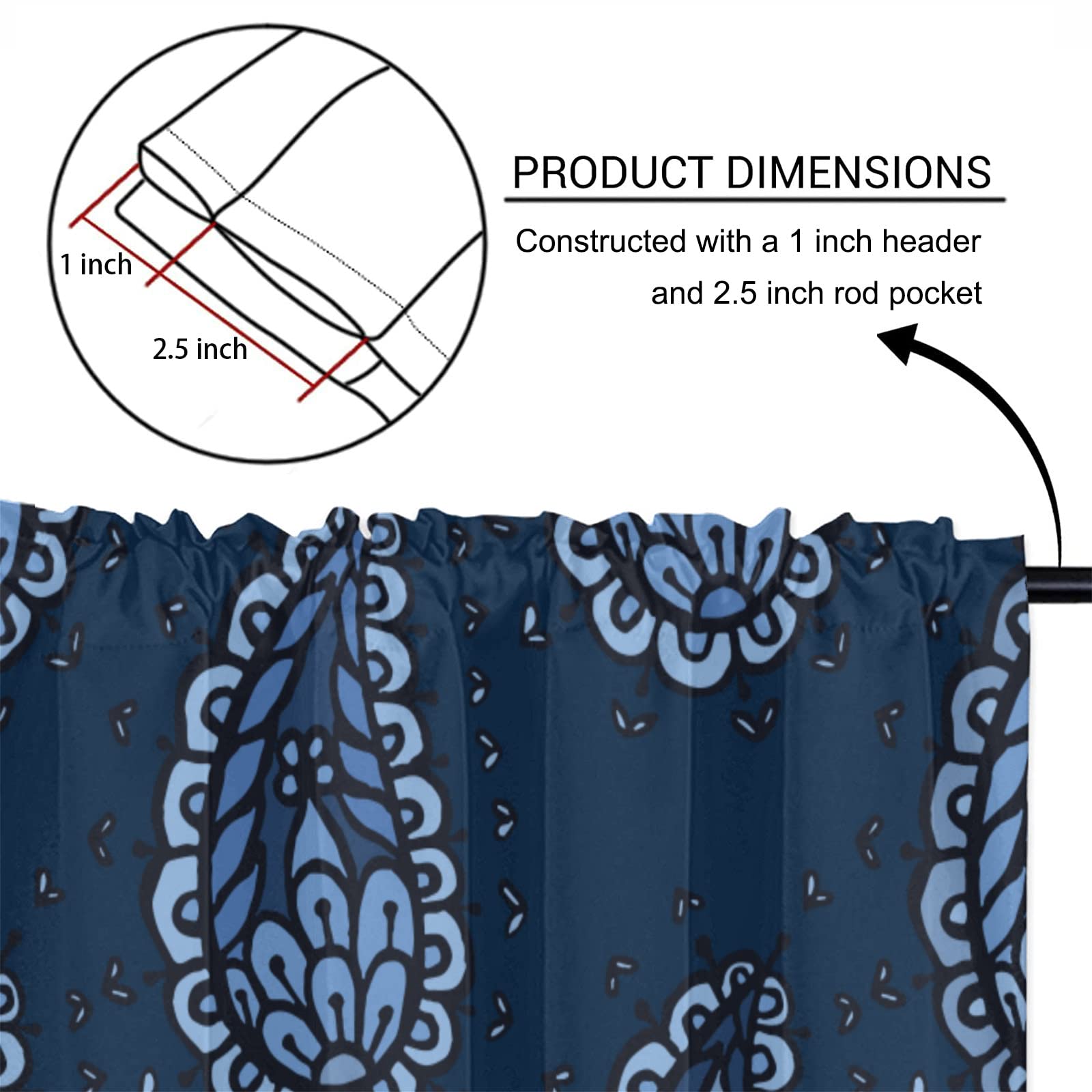 Chyhomenyc Tende mantovane trasparenti per finestre, mantovane filtranti la luce, piccole tasche per asta, tende trasparenti in voile per soggiorno/bagno/cantina, blu navy, 2 pezzi