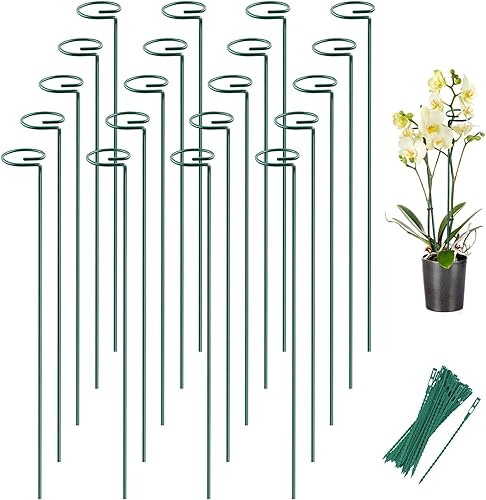 Joyhalo Paquete de 20 estacas de soporte para plantas de 24 pulgadas, estacas para plantas, estacas para flores con 24 ataduras de torsión, palos de