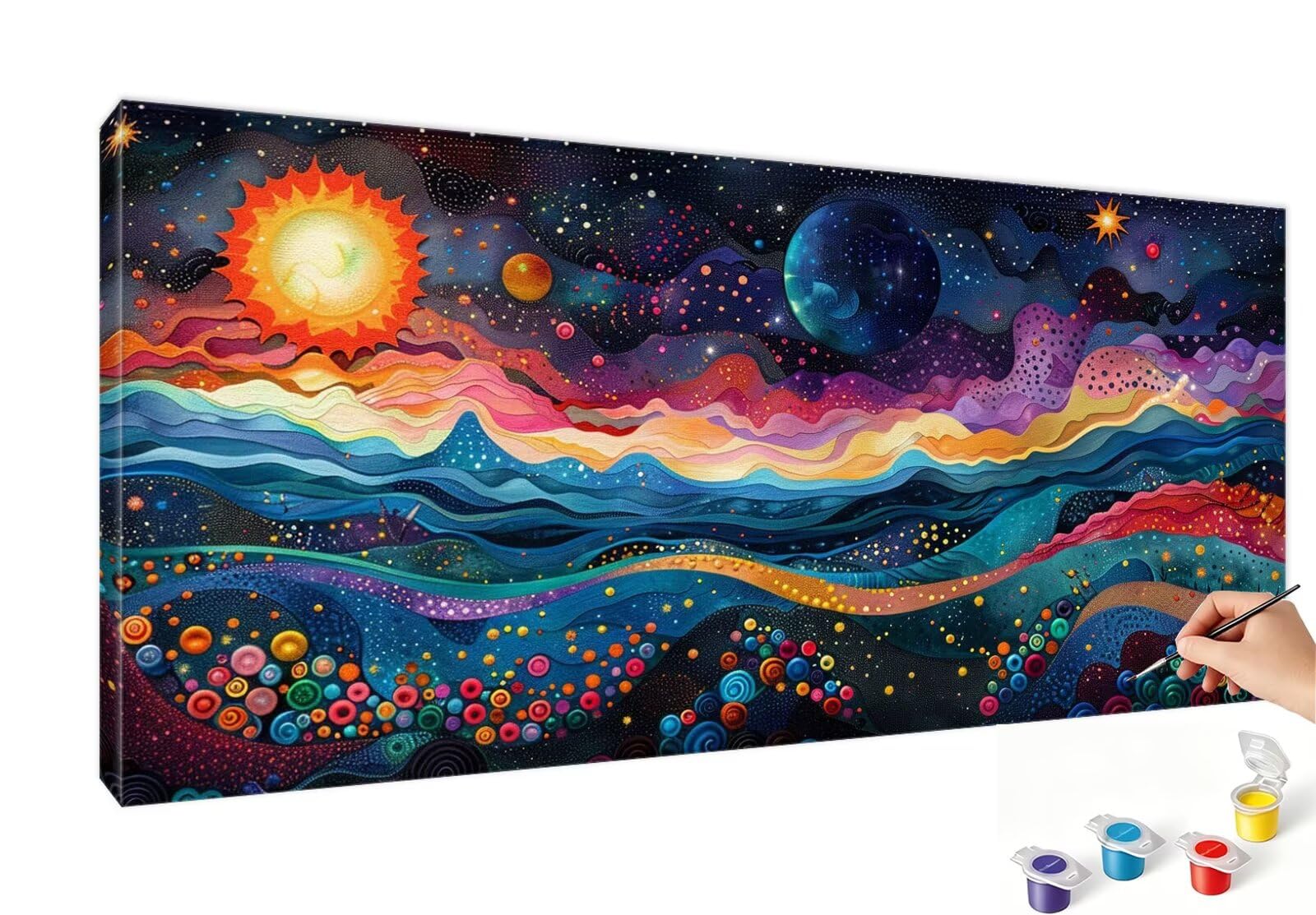 Peinture Numero Adulte Soleil Peinture Numéro Ciel Étoilé DIY Coloriage par Numero Adulte 70x140cm avec Pinceaux et Acryliques, Sans Cadre, Kit Activité Manuelle Pour Décoration Été Maison Salon RB-23