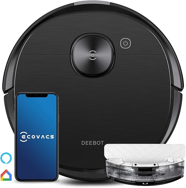 Ecovacs DEEBOT OZMO T8 AIVI Robot Vacuum Cleaner with Mop (Smart AIVI Object Recognition, Advanced dToF Laser Detection, On-demand Video Manager, OZMO Pro Oscillating Mopping System, 180min Run-Time)