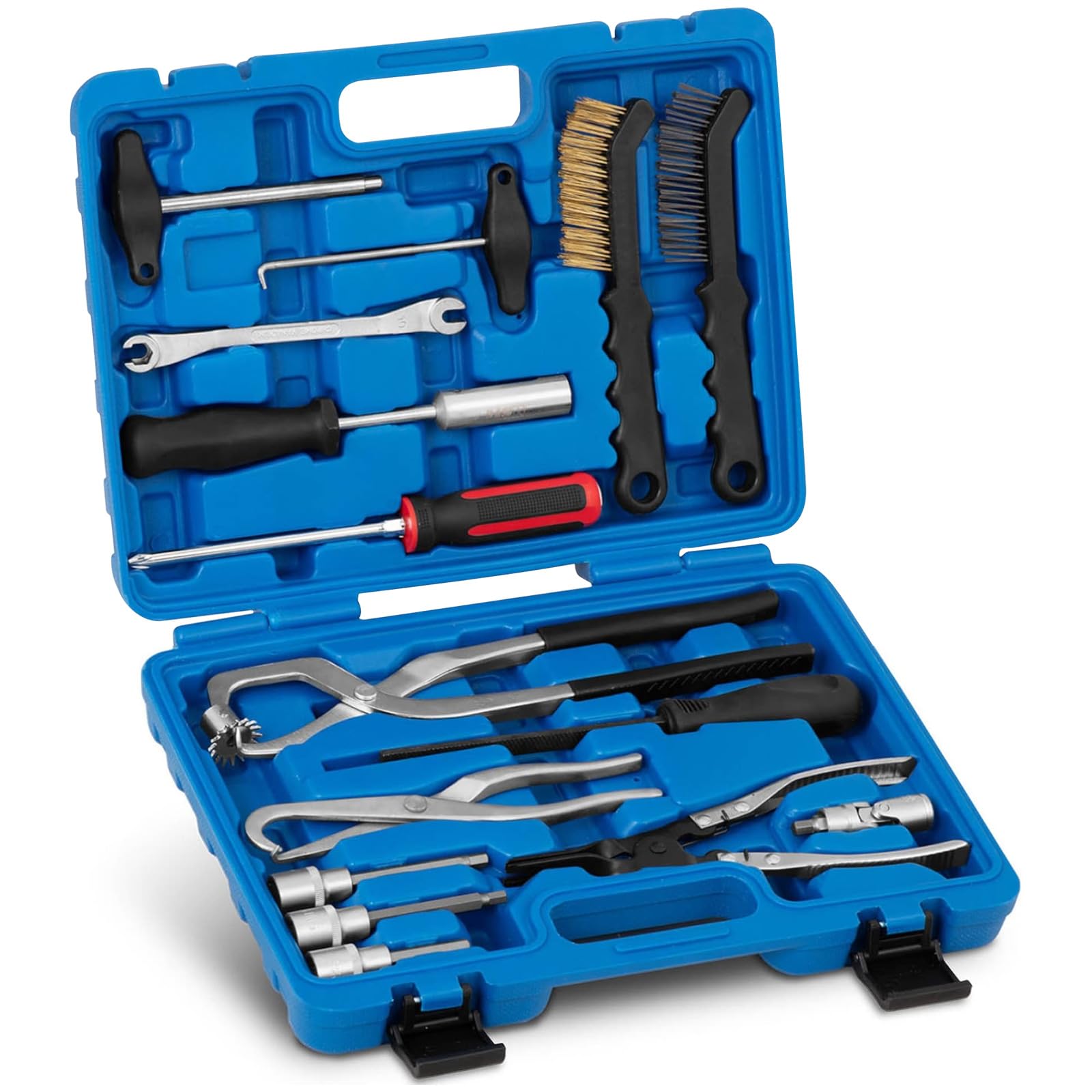 Lot de 15 outils pour tambour de frein de voiture - Kit d'outils de changement et de nettoyage pour systèmes de frein à disque et tambour - Montage d'atelier