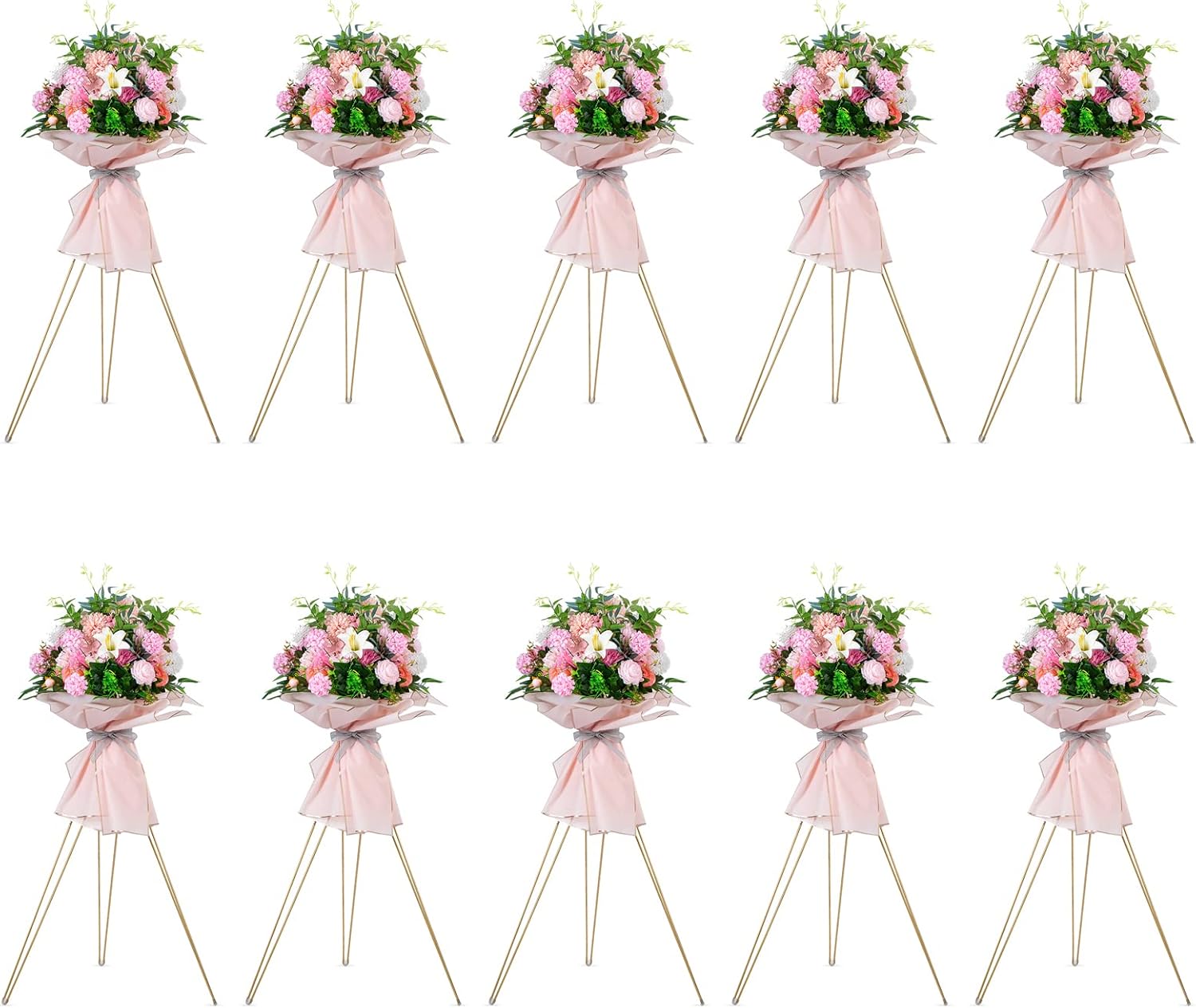 Nuptio Gold Vases for Centerpieces Wedding 10 Pcs 41.3 inch Tall Metal Flower Vase Flowers