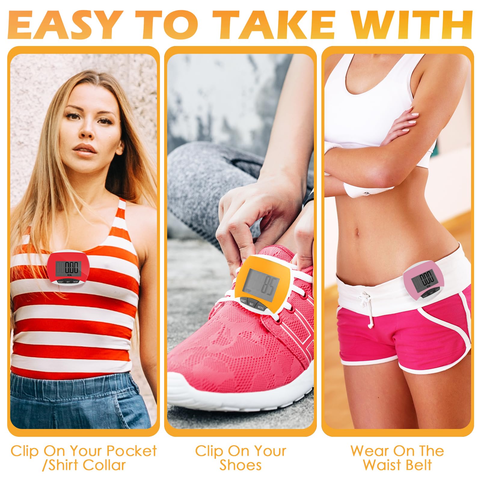 Copkim Lot de 9 podomètres simples en vrac pour la marche et les kilomètres avec calories brûlées - Portable - Pour personnes âgées, hommes, femmes, jogging, randonnée, course à pied