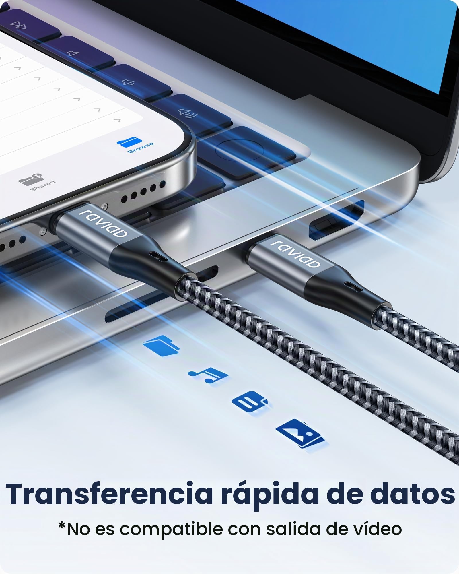 RAVIAD Cable USB C a iPhone 1M [MFi Certificado] Cable Cargador iPhone Carga Rápida Power Delivery Cable Tipo C a iPhone para iPhone 13 Pro Max/13 Mini/12 Pro/11/SE 2020/XR/XS/X/8/8 Plus - Gris