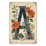 Floral Initial Letter &apos;A&apos; Wall Decor – Vibrant & Personalized Home Sign&comma; Gift for Birthdays&comma; Baby Showers & Housewarming 12x16 inch