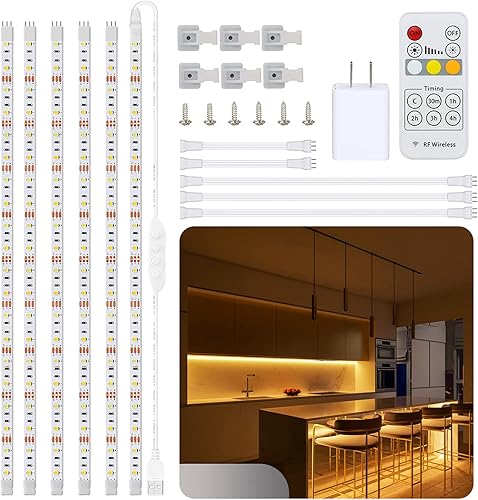 Kit de iluminación LED para debajo del gabinete, luces flexibles de 9.84 pies para debajo del mostrador para cocina de 3000 K, 4500 K, 6000 K, tira