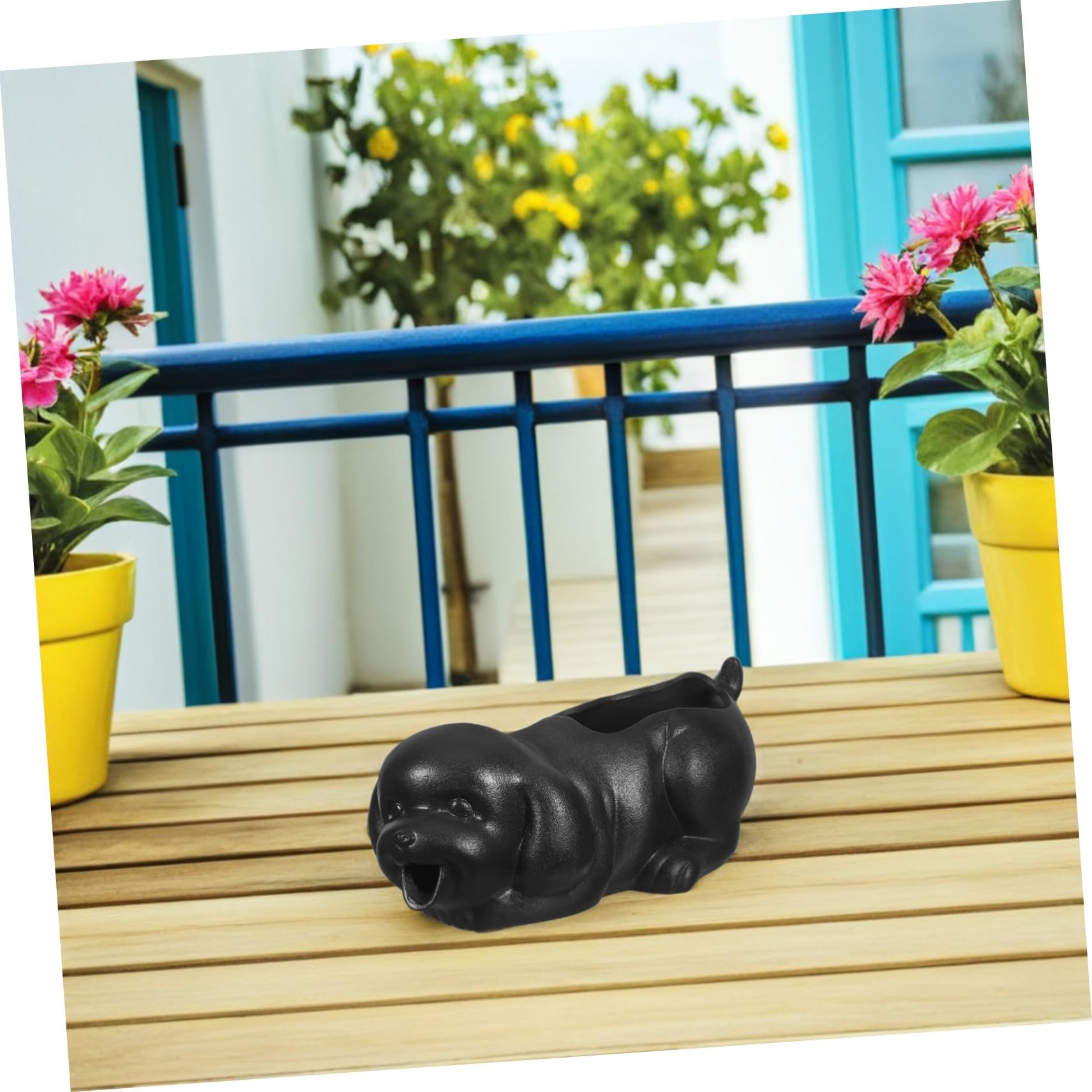 HEMOTON Fontana in Ceramica Forma di Cane per Acquario Decorazione con Flusso Circolazione d Acqua Vasetto Ecologico con Filtraggio Naturale e Supporto per Piante Accessorio per Giardino