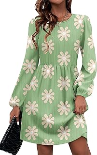 Zeagoo Women's Fall Sweater Dresses with Pockets Crew Neck Long Sleeve A-Line Dresses for