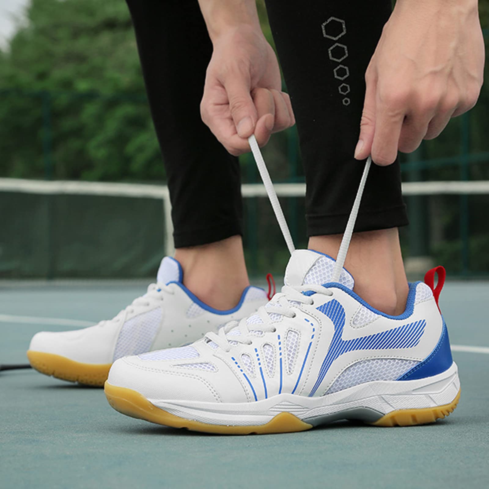 SDEQA Zapatos De Bádminton para Hombres Zapatos De La Corte Interior Zapatillas Antideslizantes De Tenis Deporte Transpirable para Tenis De Tenis De Calabaza Tenis