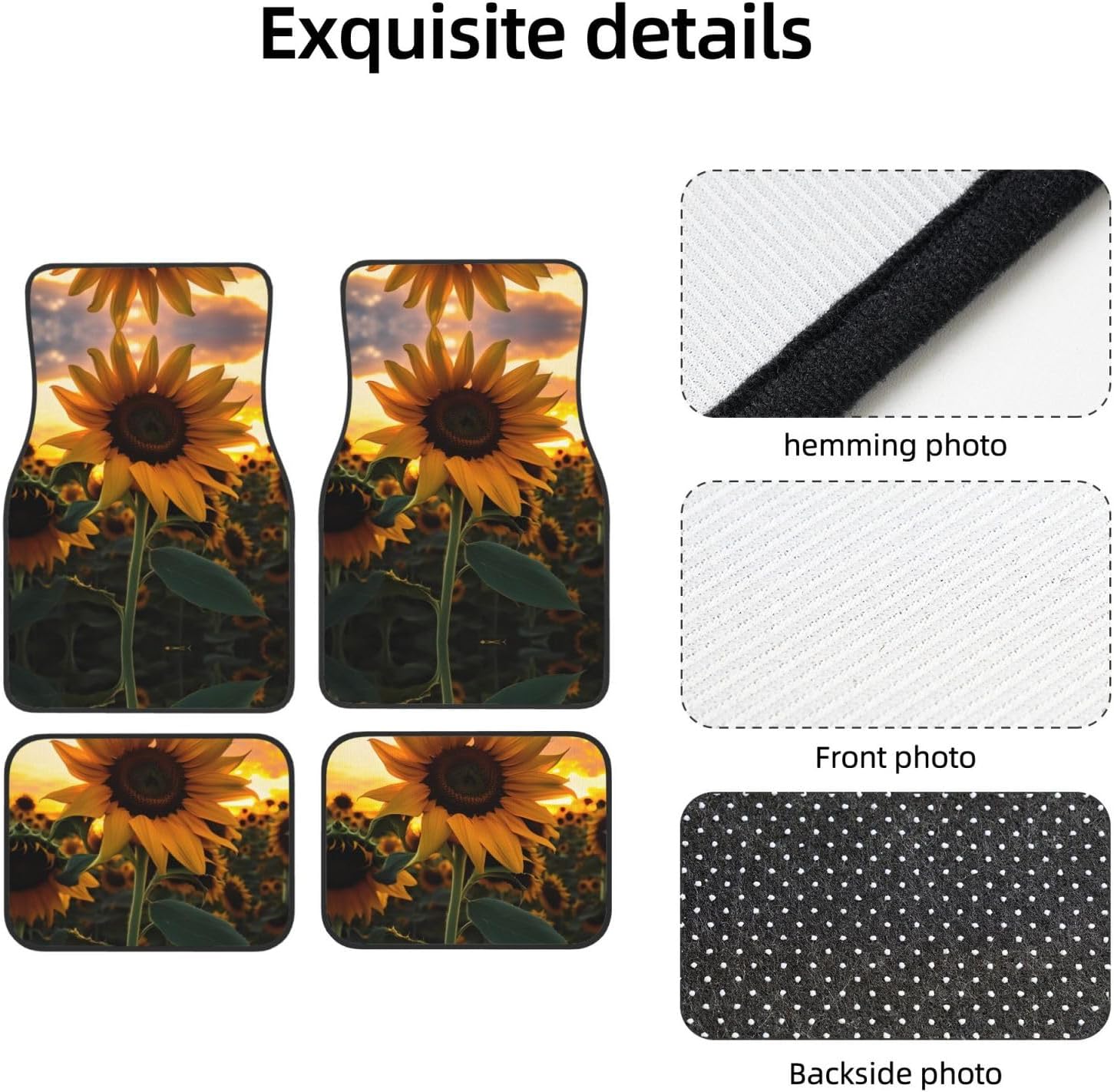 Farm Sunflower Patterned car mats 4-piece set | For cars/SUVs/trucks | Firm fit without displacement