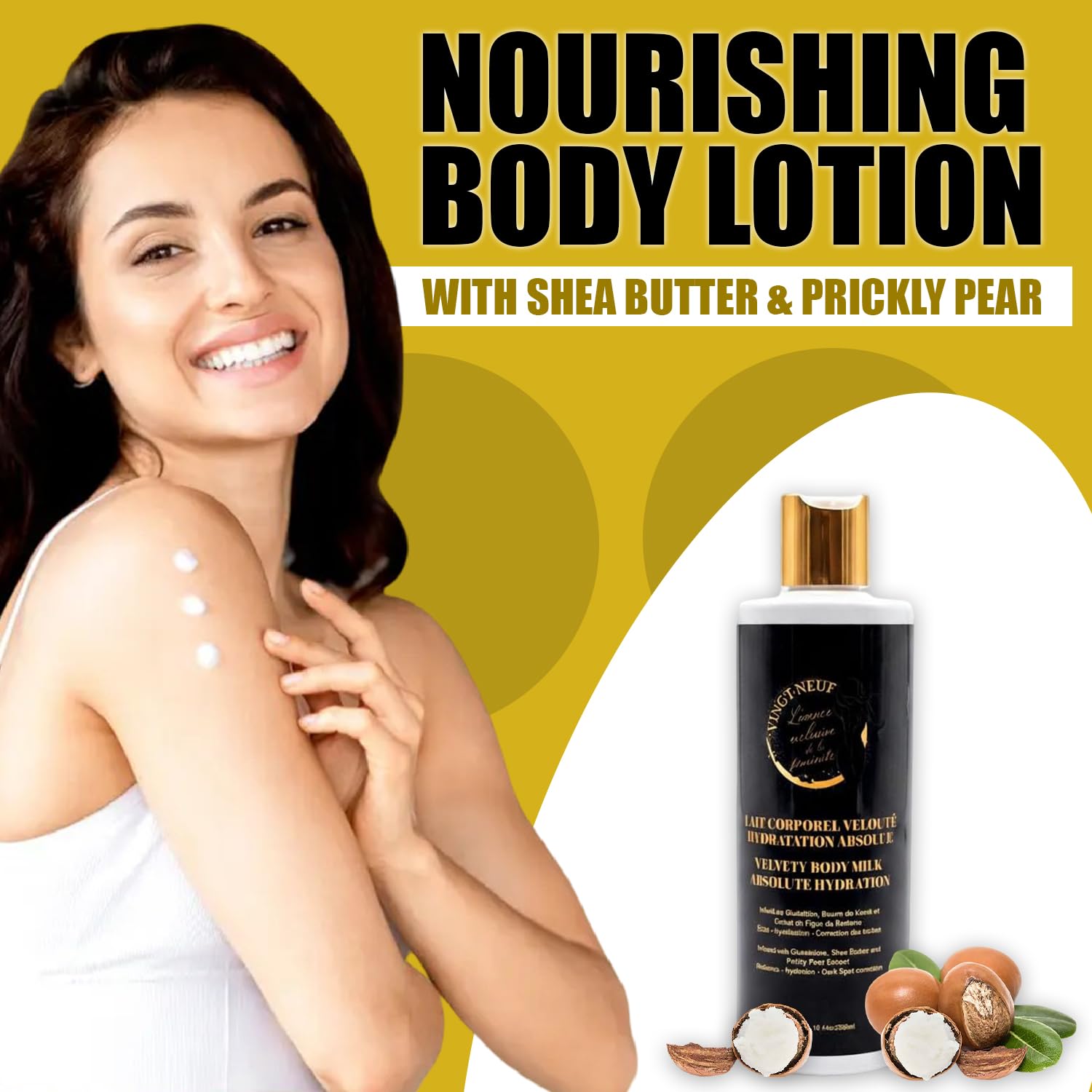 Nourishing Body Lotion for Dry Skin | Shea Butter Body Lotion with Prickly Pear, Niacinamide, Collagen & Hyaluronic Acid | Brightening Body Lotion for Sensitive Skin, 300 ml - Image 3