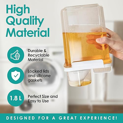 Miniatura 3 de Paquete de 2 dispensadores de detergente de 61 onzas para lavandería, dispensador de jabón para ropa, dispensador de detergente líquido para ropa,