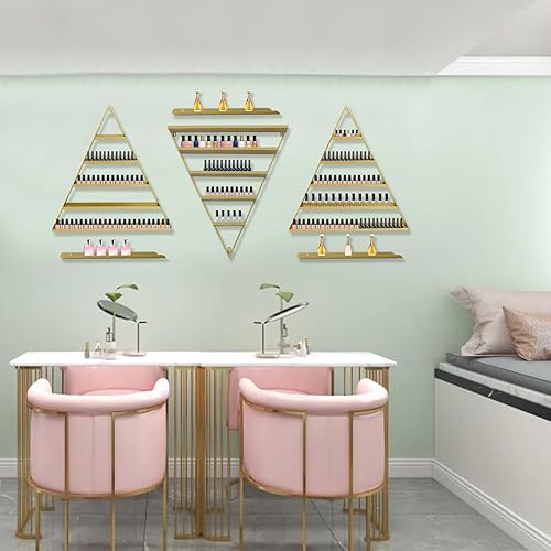Estante de exhibición triangular de esmalte de uñas, montado en la pared, 5 niveles sin metal, combinación de estantes flotantes, soporte para