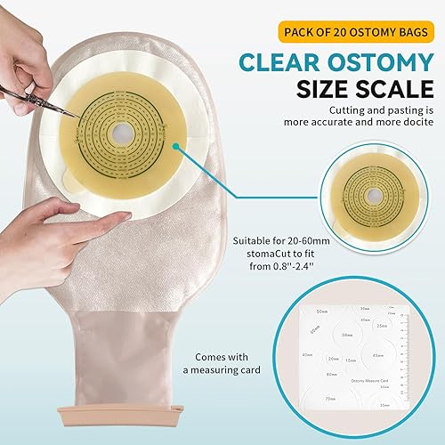 Miniatura 2 de 20 bolsas de colostomía, suministros de ostomía de una pieza, bolsas drenables para cuidado del estoma de ileostomía, corte de 0.78 a 2.77 pulgadas