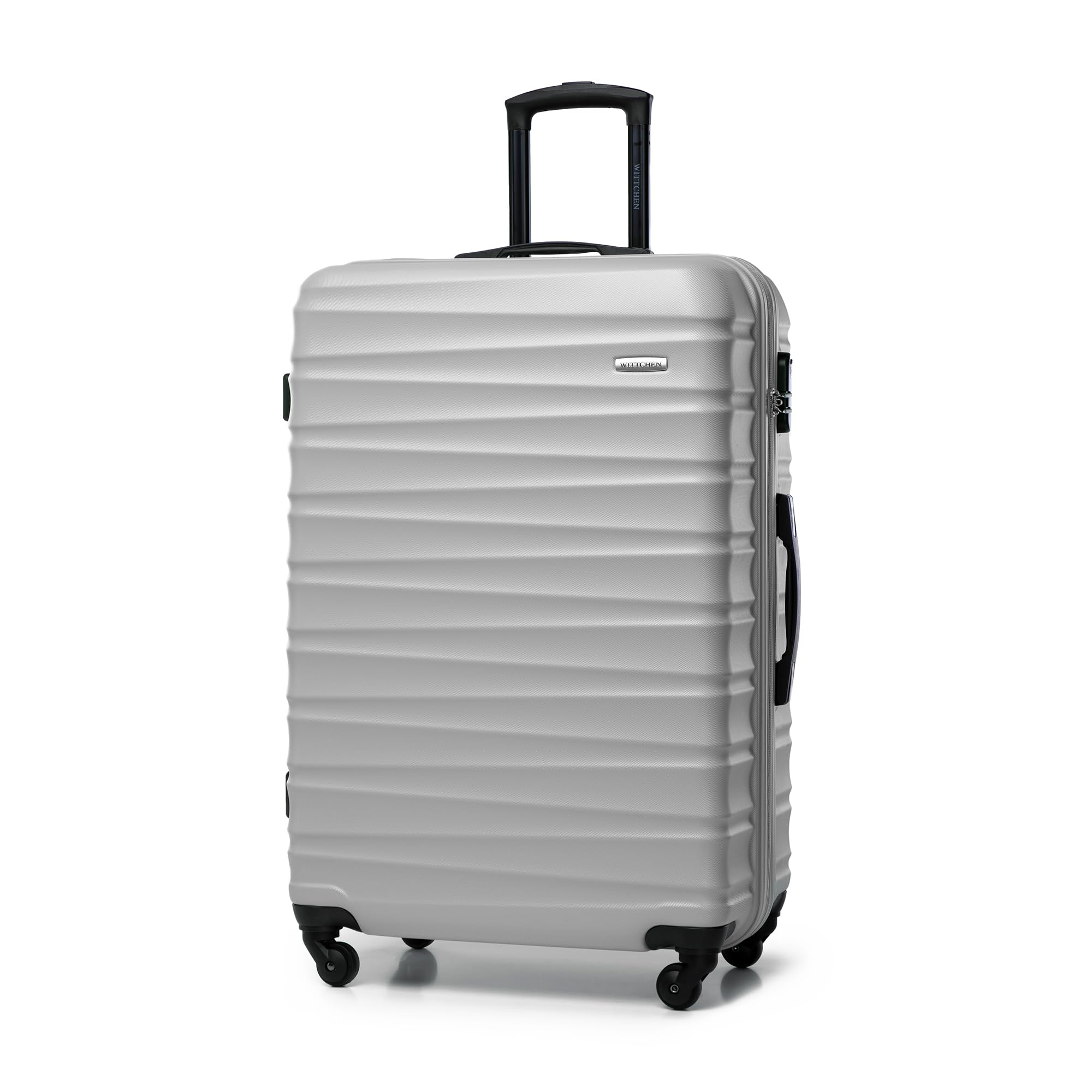 WITTCHEN Maleta Grande Trolley ABS rígido para facturación con 4 Ruedas giratorias Cerradura de combinación asa telescópica Groove Line Negro Ryanair/Vueling/Iberia/easyJet/Iberia Express — view 59