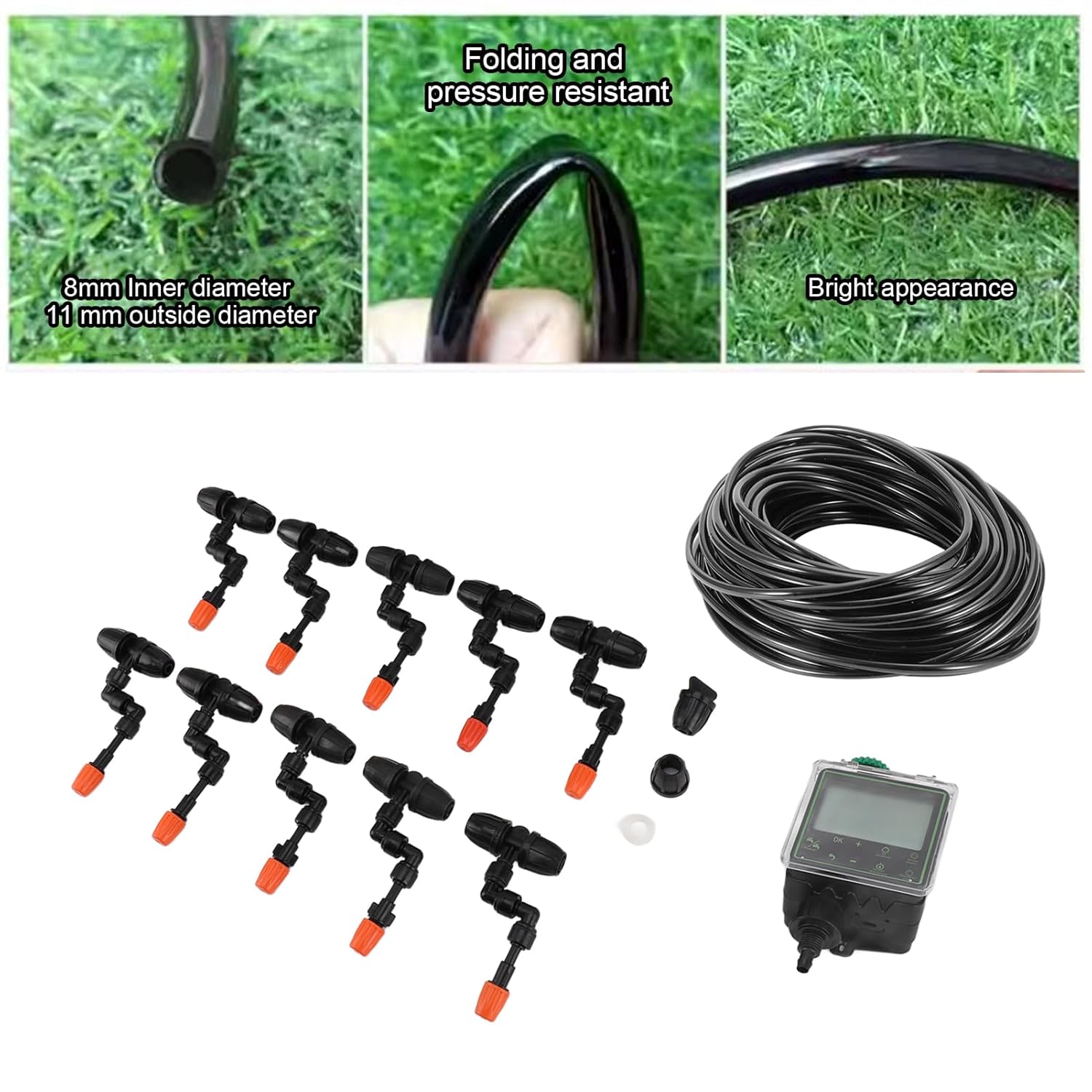 .8ft Misting Plant Watering Timer System with LCD Screen Controller 360° Adjustable Automatic Watering Micro Spraying Watering Kits for Potted Plants