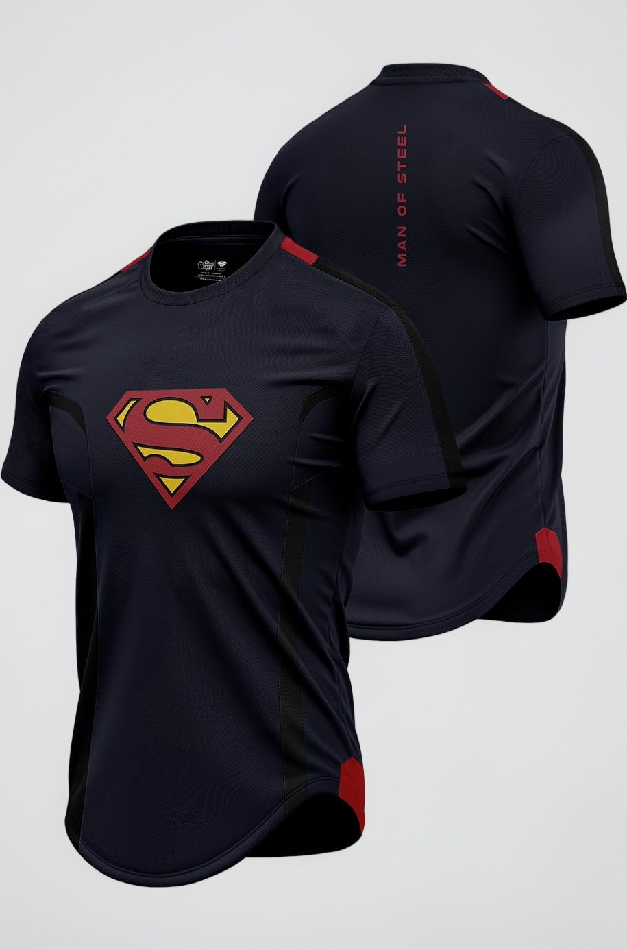 Superman: Son of Krypton Men and Boys Short Sleeves Round Neck Navy Blue Graphic Printed Regular Fit Drop Cut T-Shirts