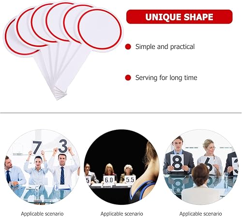 Miniatura 5 de 6 paletas de subasta de borrado en seco de una sola cara, pizarras blancas de mano para puntuación de votación, oficina, enseñanza, círculo rojo,