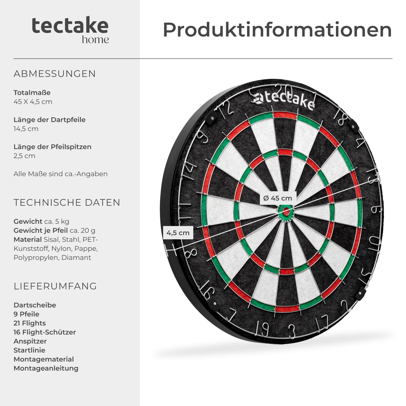 tectake® Bersaglio Freccette Professionali,