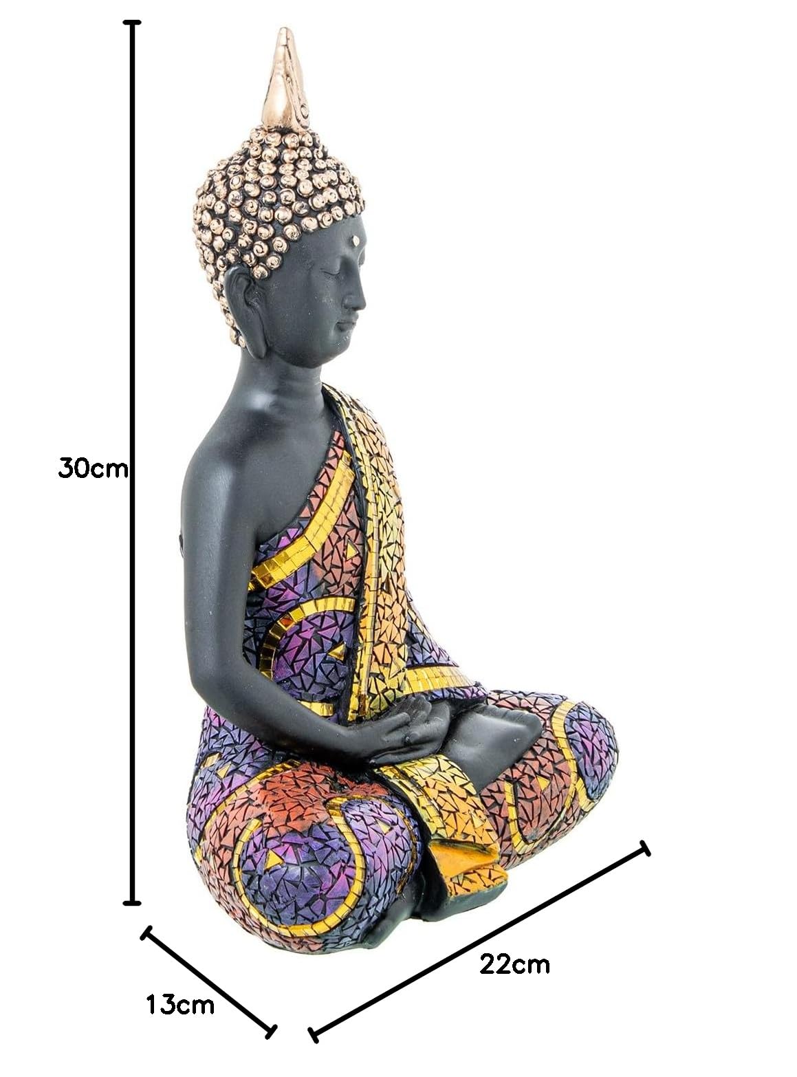 Figura de un Buda con Mosaico de Resina Multicolor 13x22x30 cm
