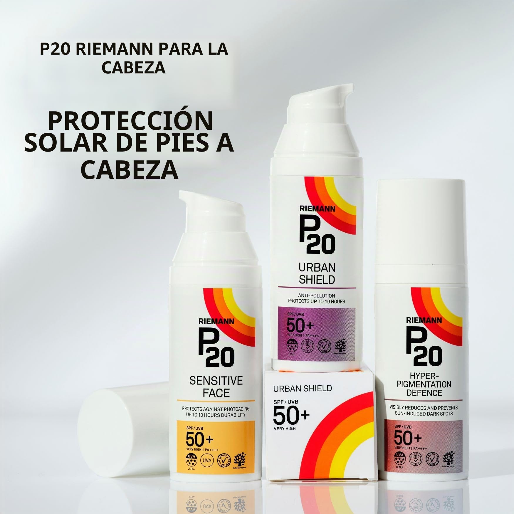 RIEMANN P20 Original SPF50+Plus Spray 200ml, Protección Solar Avanzada Triple Protección Alto Rendimiento, Resistencia al Sudor, Protege hasta 10 Horas, Muy Resistente al Agua, Alta Protección UVA