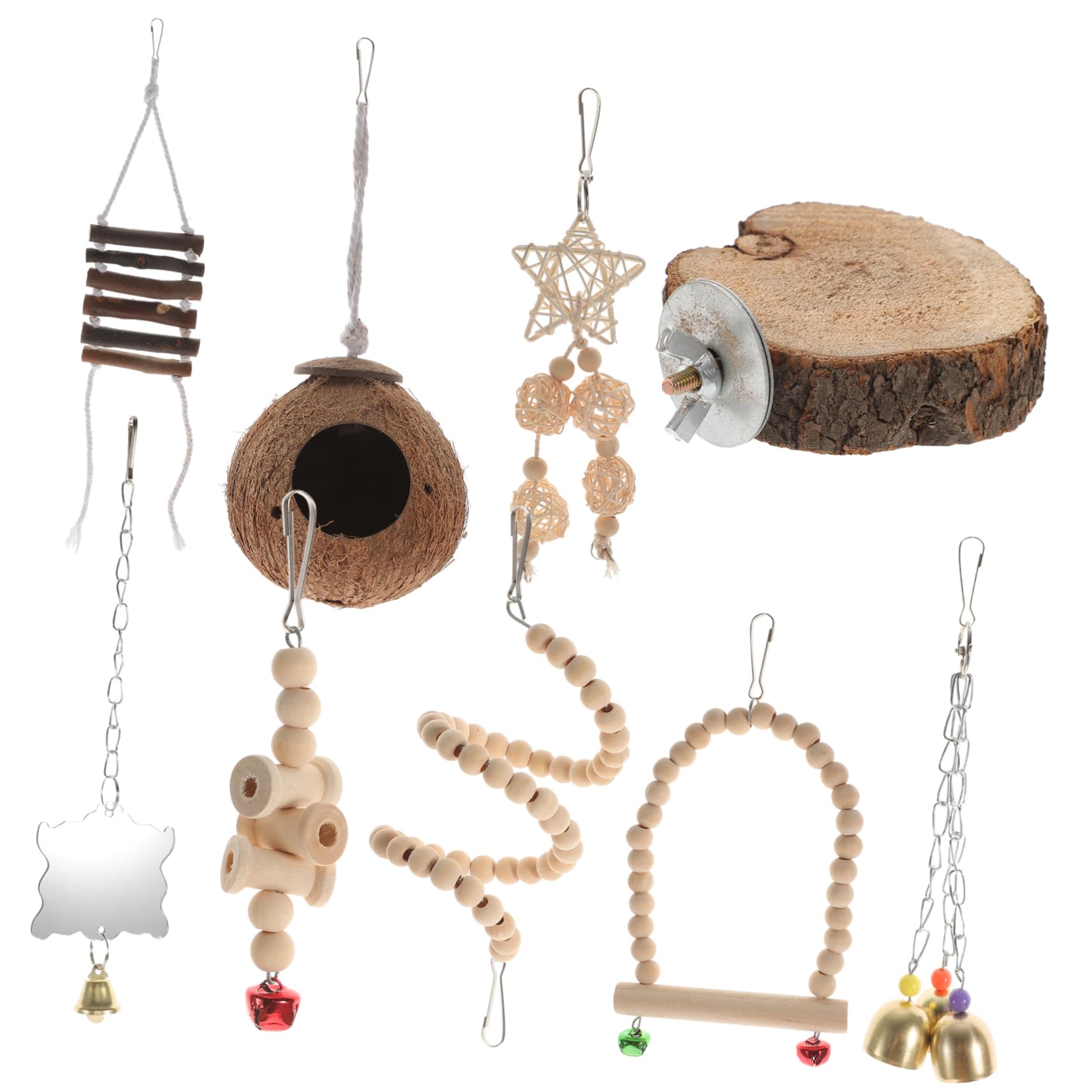 TOYANDONA 9pièces Jouets pour Oiseaux Jouets Élastiques pour Perroquets Cachette Noix De pour Cages à Oiseaux pour Perruches Et Calopsittes