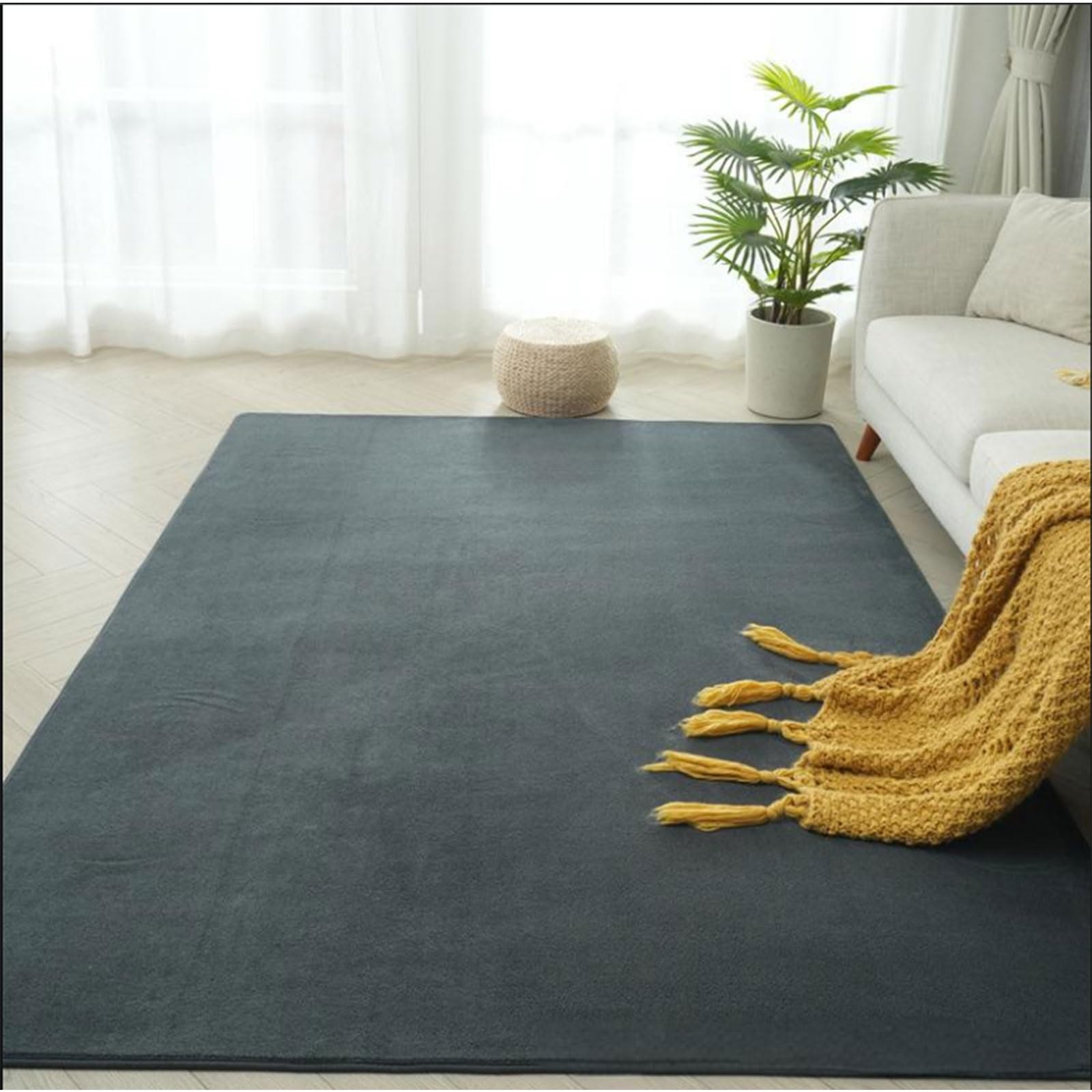 Tapis moelleux antidérapant pour chambre à coucher, salon, tapis léger lavable en machine pour maison, bureau, chambre d'enfant, salle de jeux et espace à manger (motif D 100 x 160 cm)