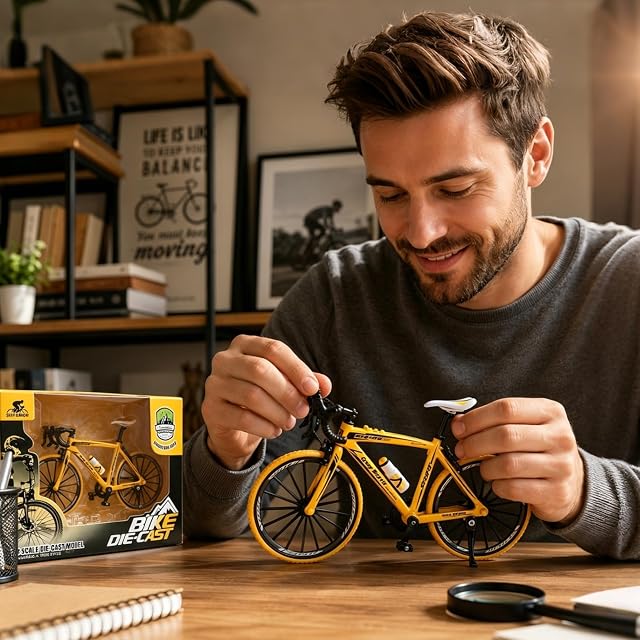 Foto 6 de 7 de LIULINY Amarillo Modelo Bicicleta Montaña 1:8 Modelo en Miniatura Bicicleta