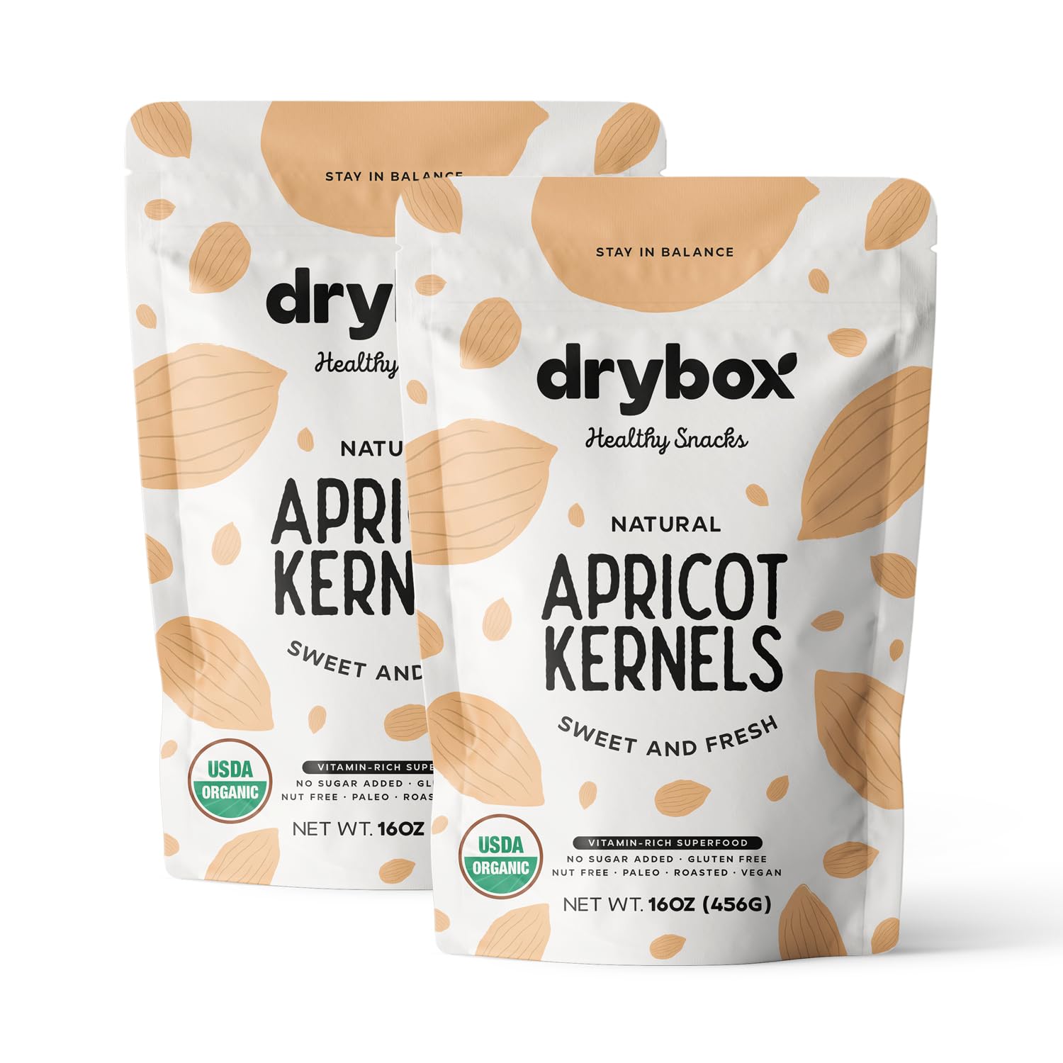 Drybox Sweet Apricot Kernels Seeds Raw Natural Organic