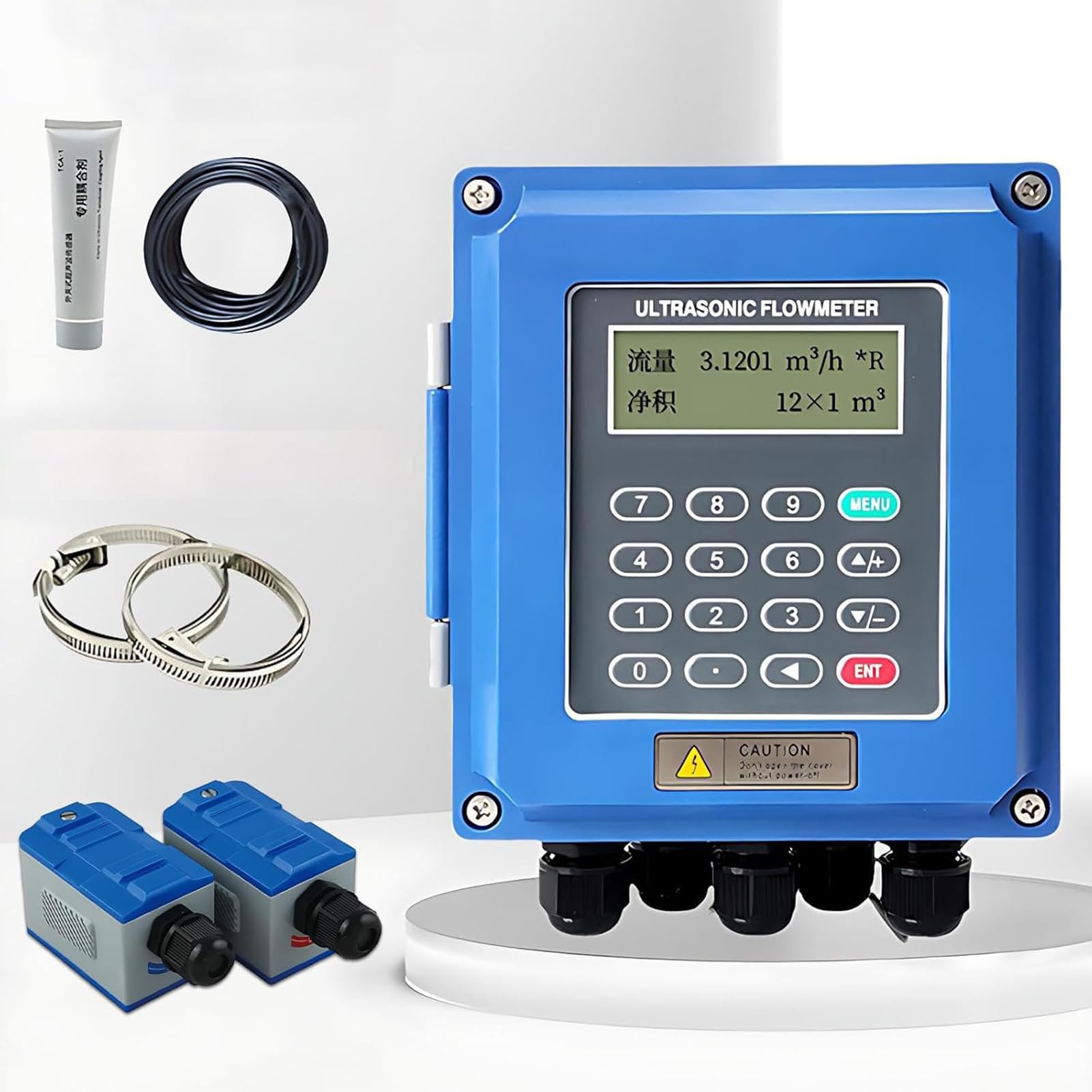 JIANGYUXINLI Ultrasonic Flow Meter Portable Clamp-on Type, Digital Display Liquid Flowmeter for Water, Oil, Sewage, DN15-6000mm Pipe