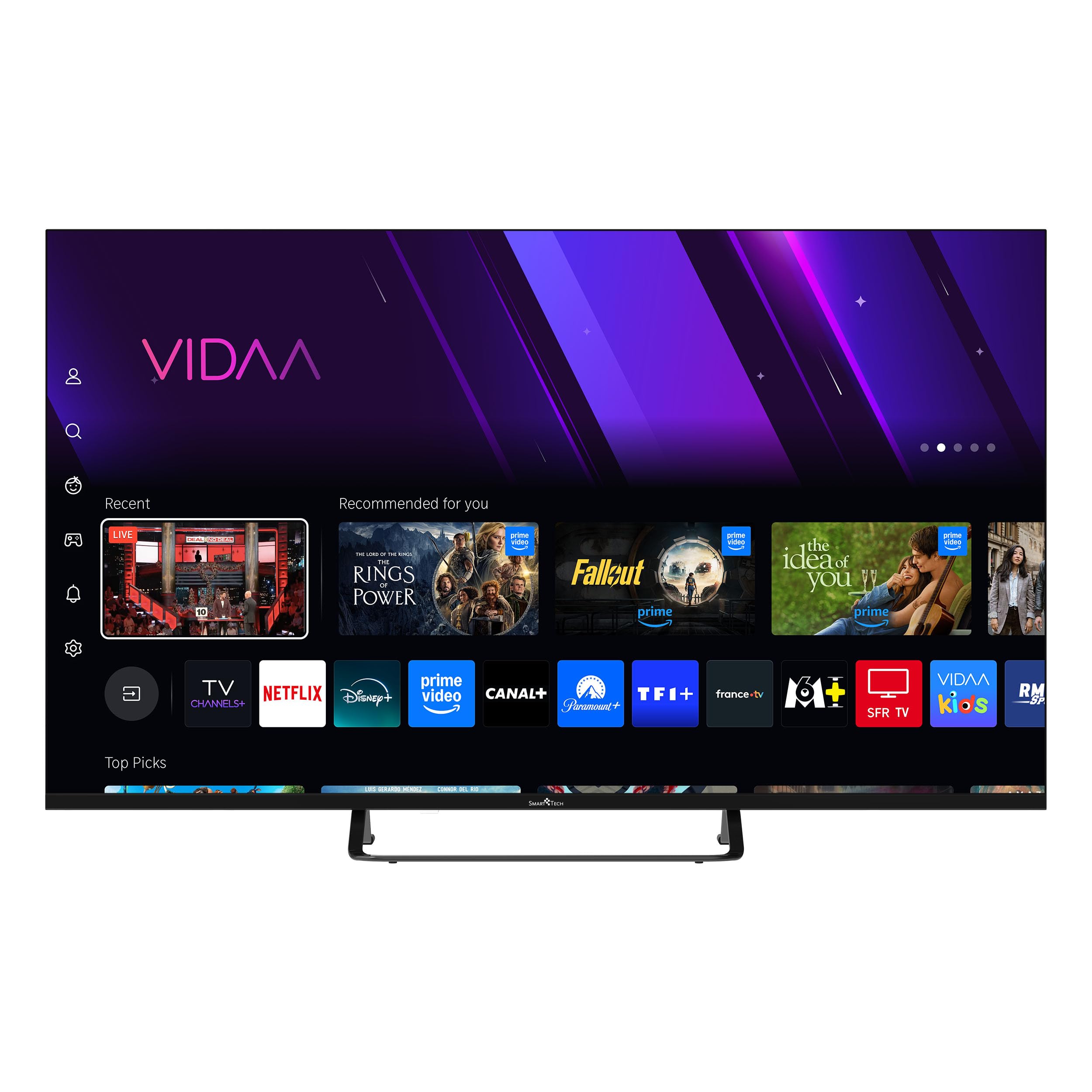 Smart Tech QLED TV 43 pulgadas Smart TV VIDAA - Televisor HDR con resolución 4K UHD, Bluetooth y sintonizador triple, 43QV02V (2026)