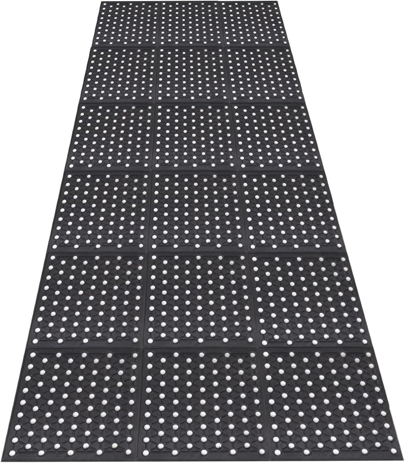 82.6"x35.4" Commercial Rubber Drainage Mat Anti-Fatigue Rubber Mat Roll Heavy Duty Kitchen Non-Slip Floor Matting with Holes for Restaurant Bathroom Bar Outdoor Garden Wet Area