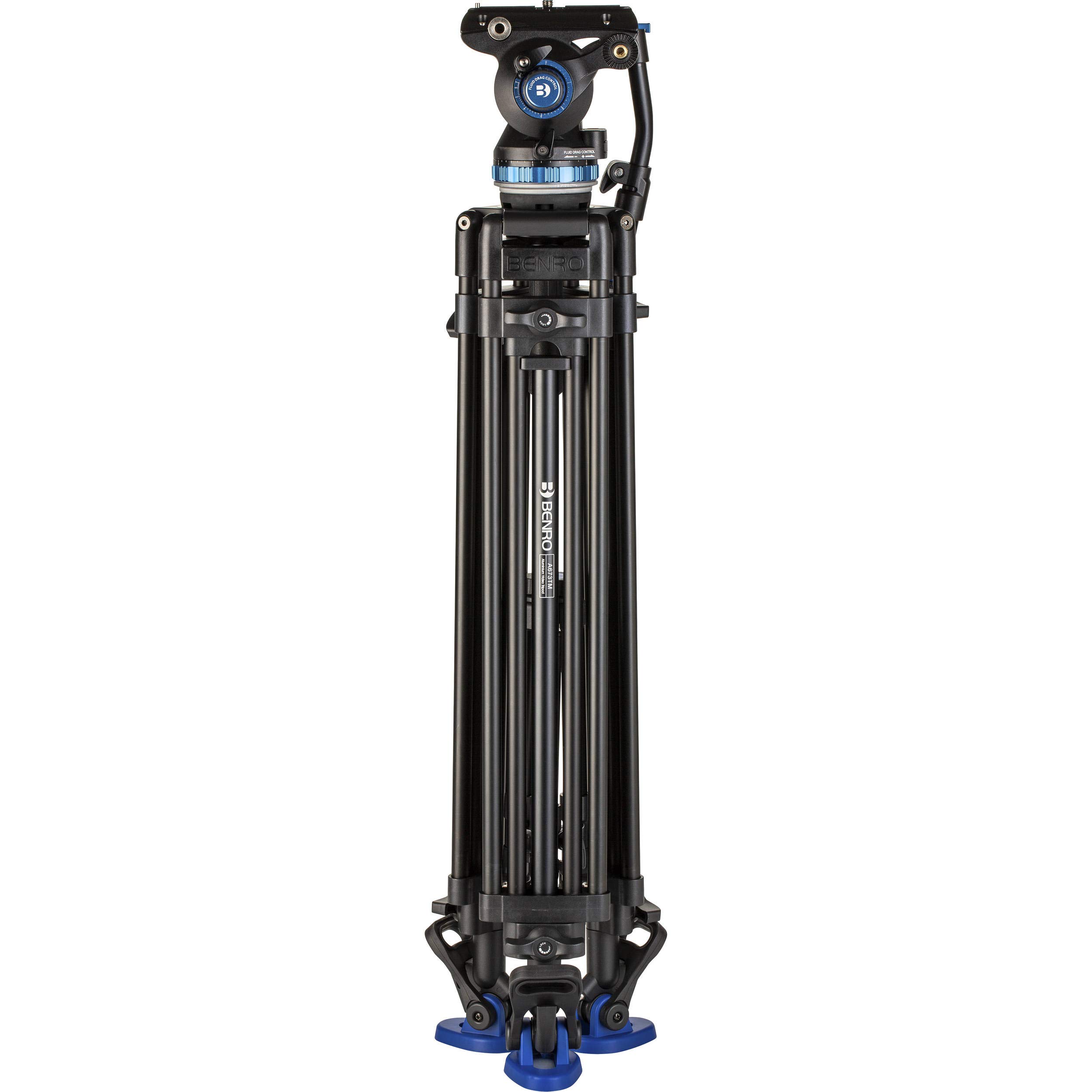 Benro A673TM - Treppiede video a doppio stadio in alluminio e testa S8PRO, ciotola da 75 mm, 3 sezioni delle gambe, leva girevole
