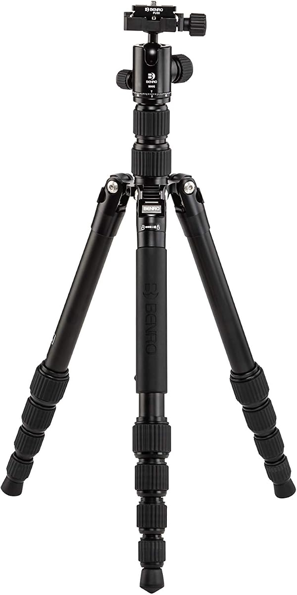 Tripster Travel Trípode/monopié de aluminio, serie 0, rótula de bola de triple acción, patas con bloqueo giratorio, altura máxima de 54,7, capacidad de 13 lb, negro (FTR09AB00GBLK)