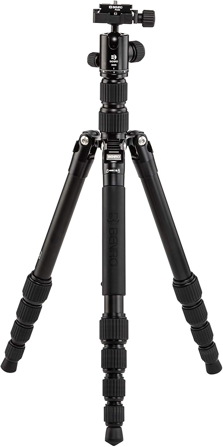 Benro Tripster 0 Series Travel Aluminum Tripod/Monopod – Ultra-Compact Fold Length 13″, Converts to Monopod, Reverse-Folding Travel Design, Supports up to 13 lb (FTR09AB00GBLK)